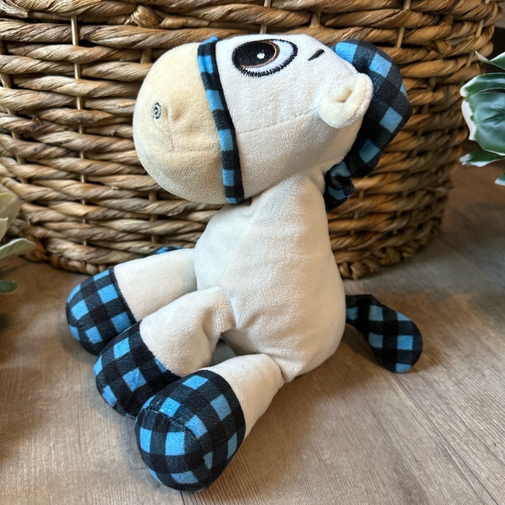 Goffa Stuffed Horse 12” Plaid Accented Plush Stuffed Animal Toy Children’s Toy